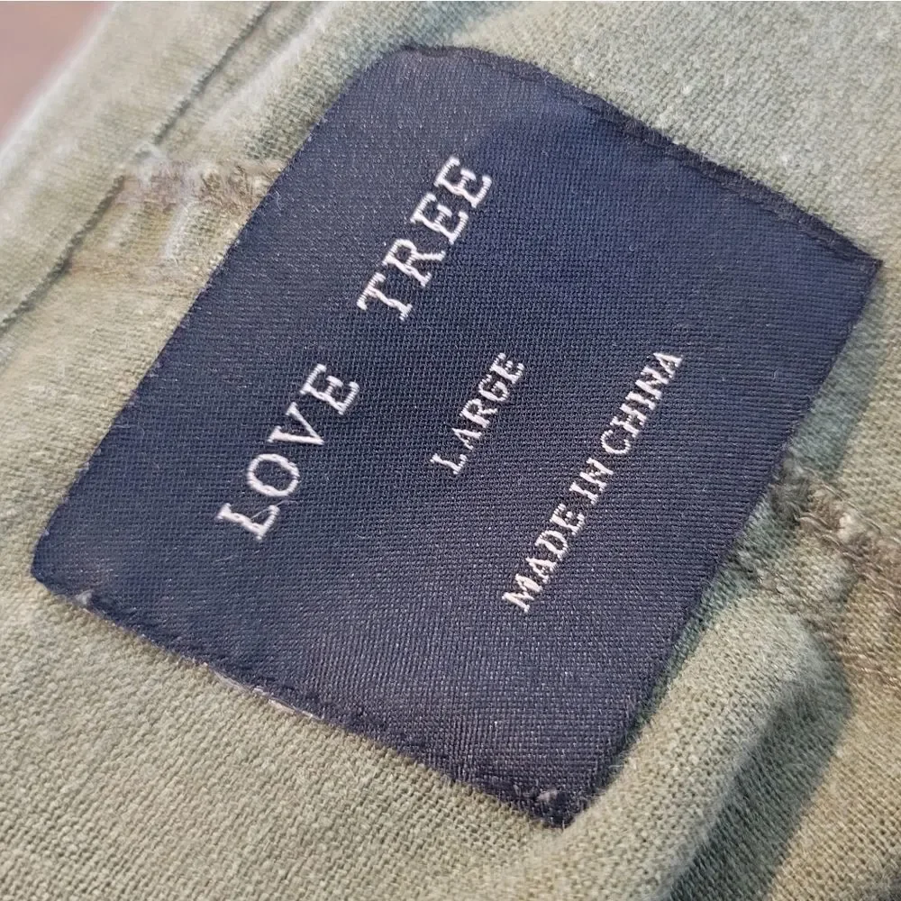 LOVE TREE Off Set Front Button Green Jacket - Picture 5 of 6